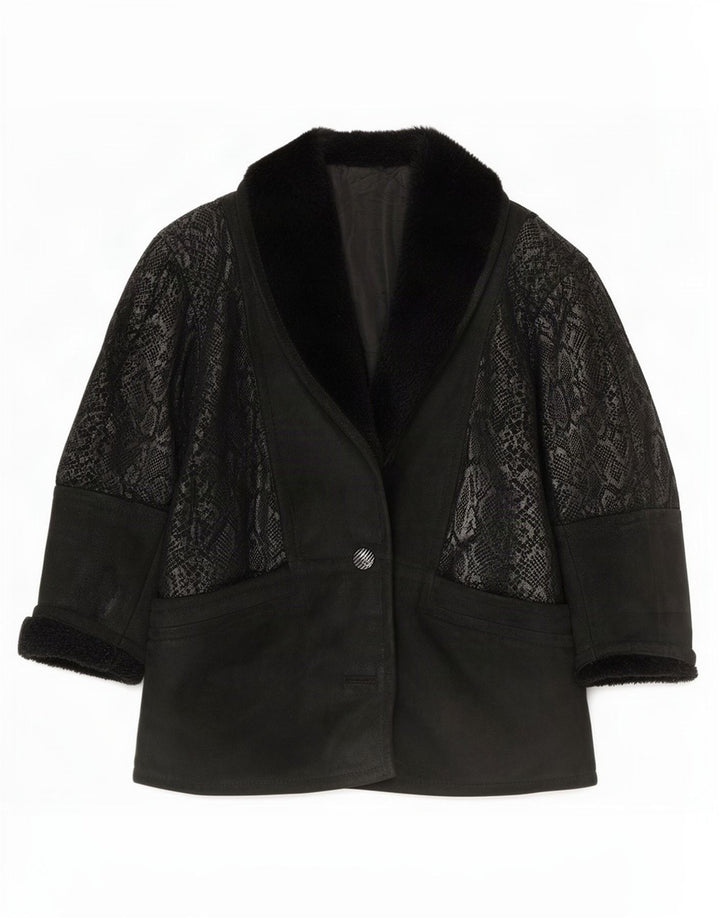 Conbipel Dame Oversized Ruskindsjakke IT 40 Small Black Animal Print