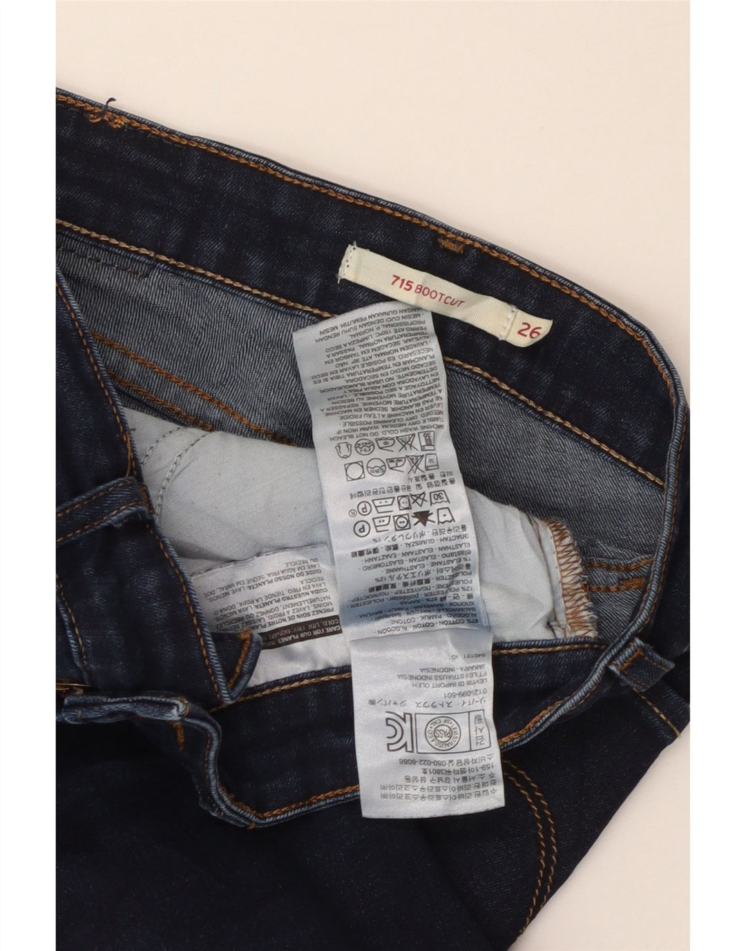 Levi's Dame 715 Bootcut Jeans W26 L28 Marineblå Bomuld