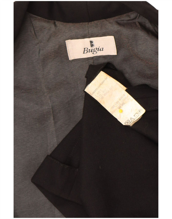 Vintage Dame Open Oversized Overfrakke IT 40 Small Black Virgin Wool
