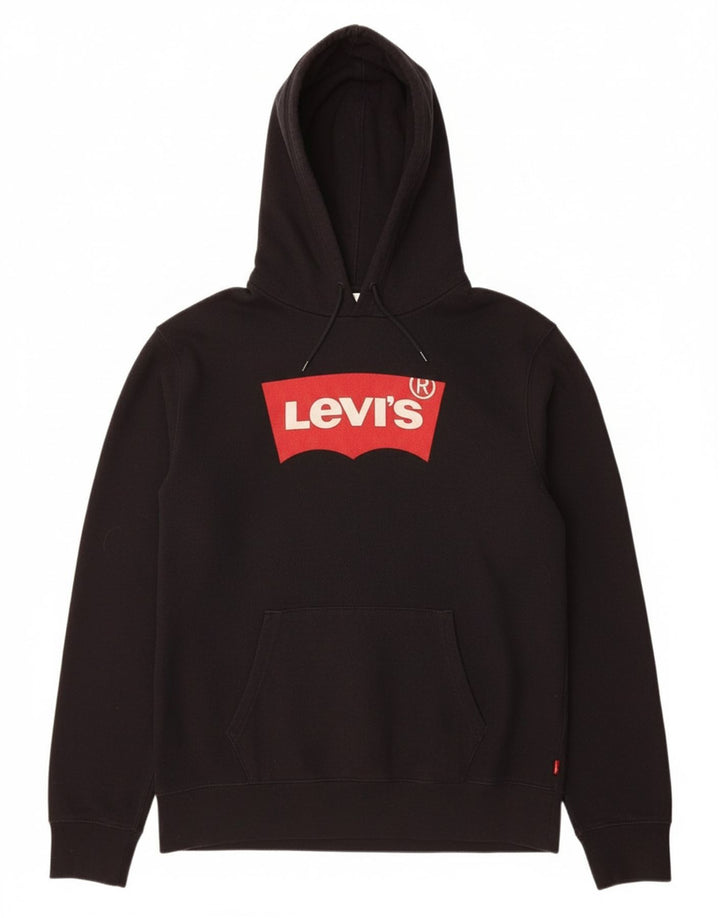 LEVI'S Mens Graphic Hoodie Jumper Medium Black Cotton