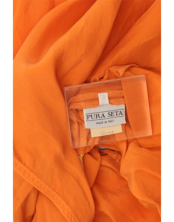 Vintage slå-om nederdel til kvinder Medium W28 Orange Silke