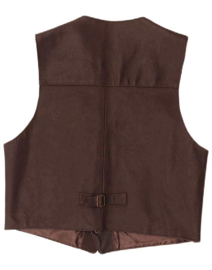 Vintage herre læder vest mellem brunt læder