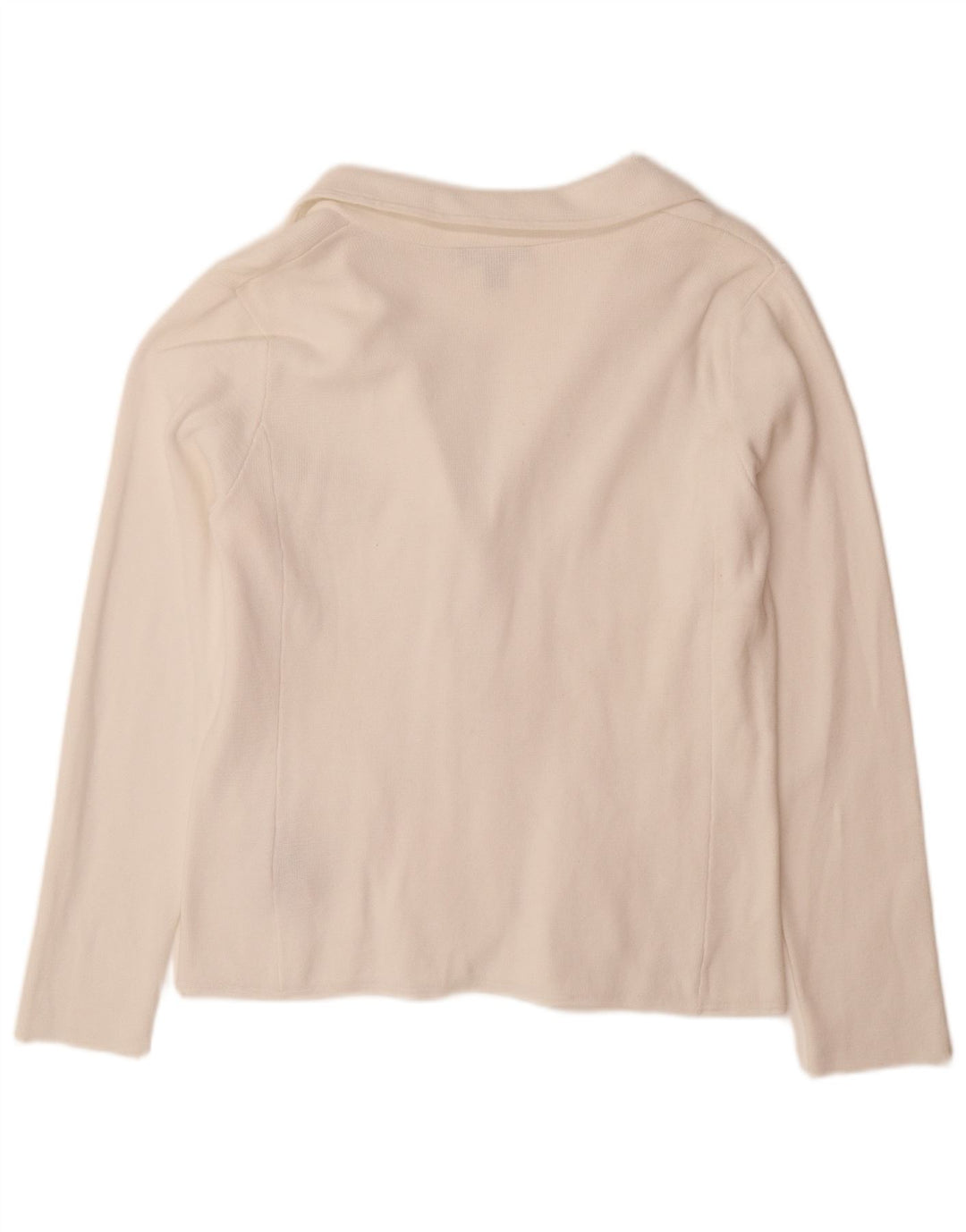 RALPH LAUREN Dame Cardigan Sweater UK 16 Stor Hvid Bomuld