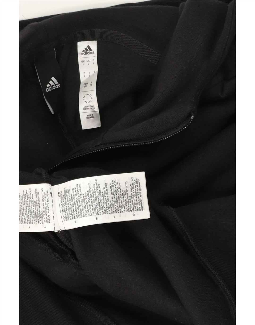 Adidas Hættetrøje med lynlås til mænd Stor sort bomuld