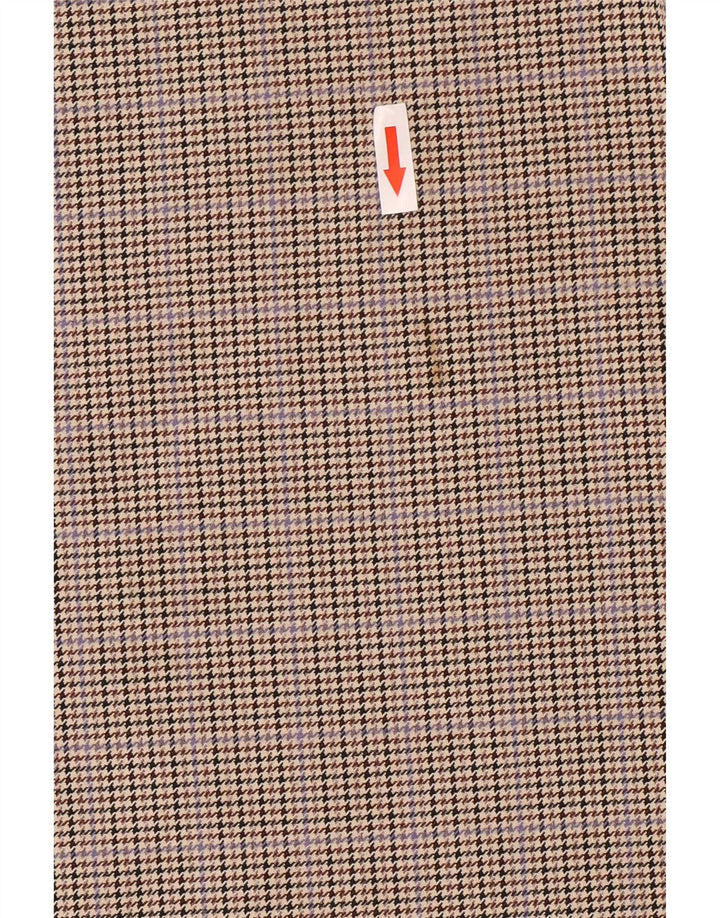 Zara Dame Langærmet Bluse Top UK 14 Medium Brown Houndstooth Polyester