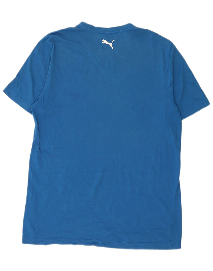 Puma Herre Grafisk T-Shirt Top Medium Blå Bomuld