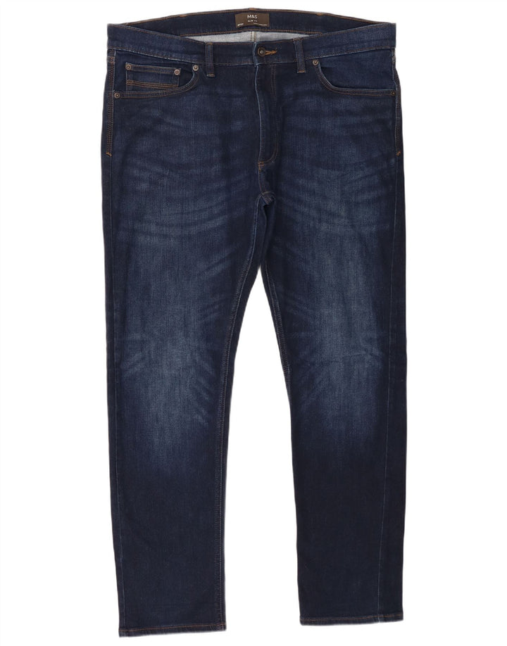 Marks & Spencer Herre Slim Jeans W38 L31 Marineblå Bomuld