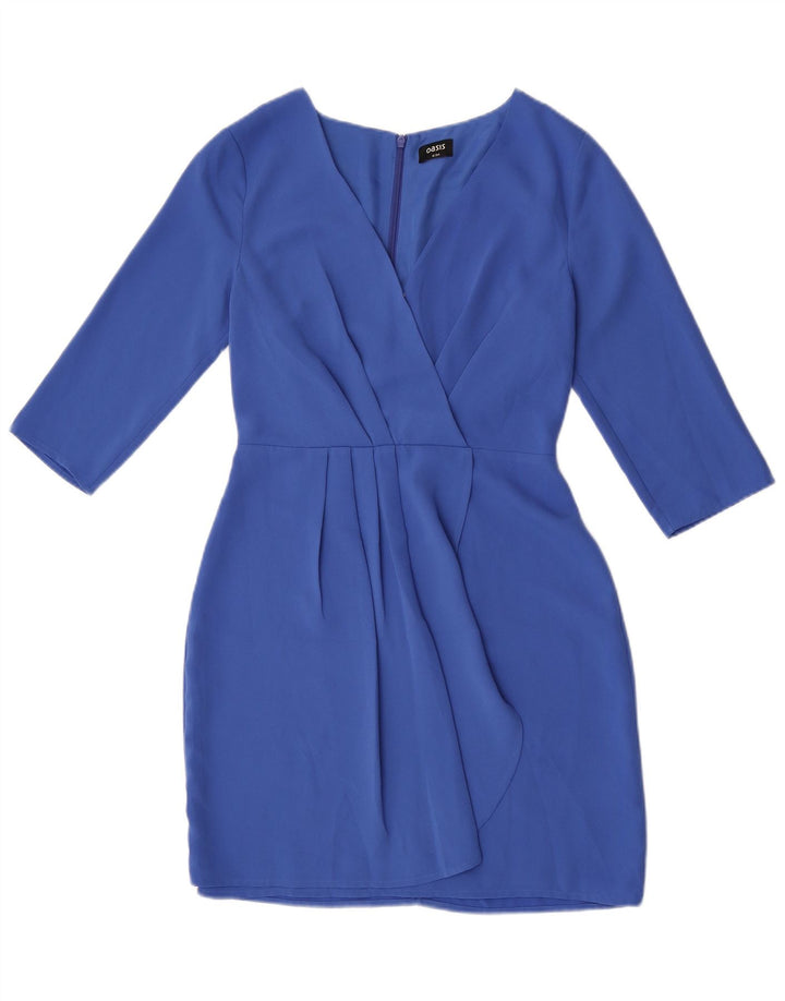 Oasis Womens 3/4-ærmet kappekjole UK 8 Small Blue Polyester