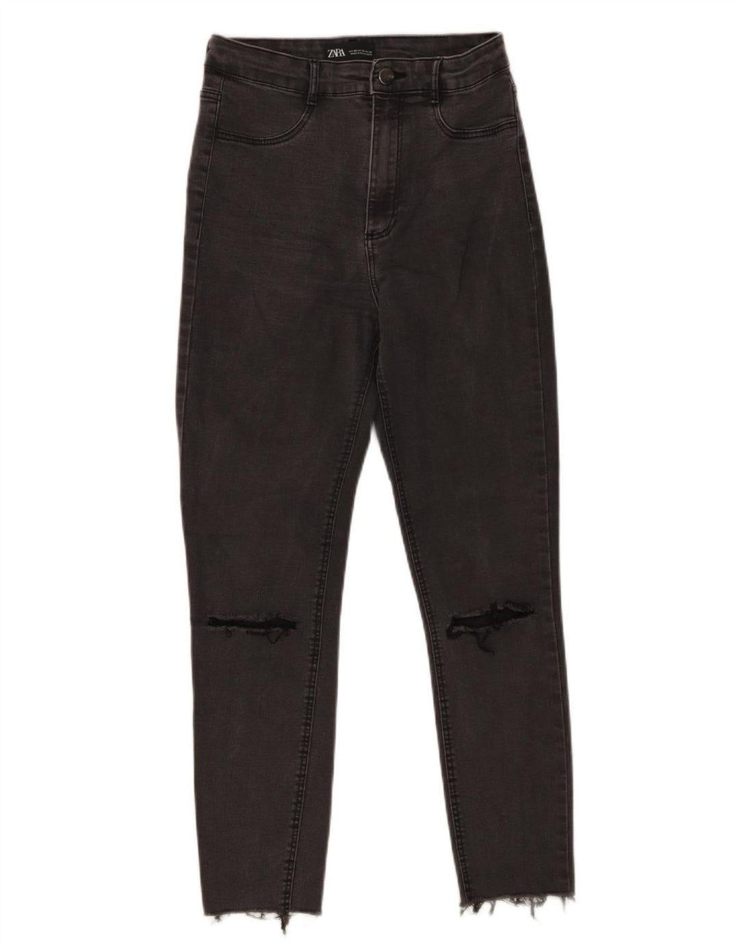 Zara Womens Distressed Cropped Jeans EU 38 Small W28 L25 Grå