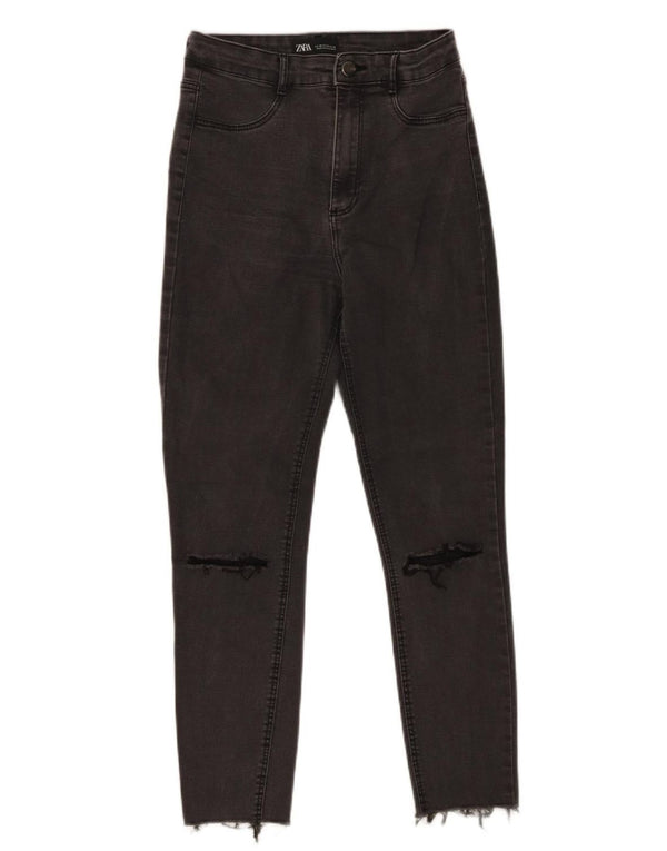 Zara Womens Distressed Cropped Jeans EU 38 Small W28 L25 Grå