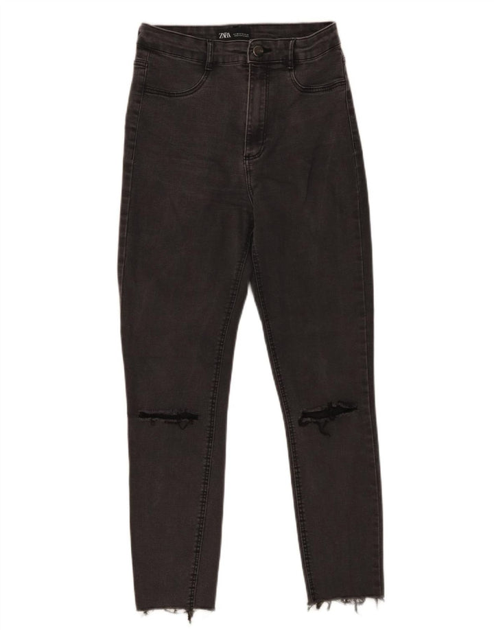 Zara Womens Distressed Cropped Jeans EU 38 Small W28 L25 Grå