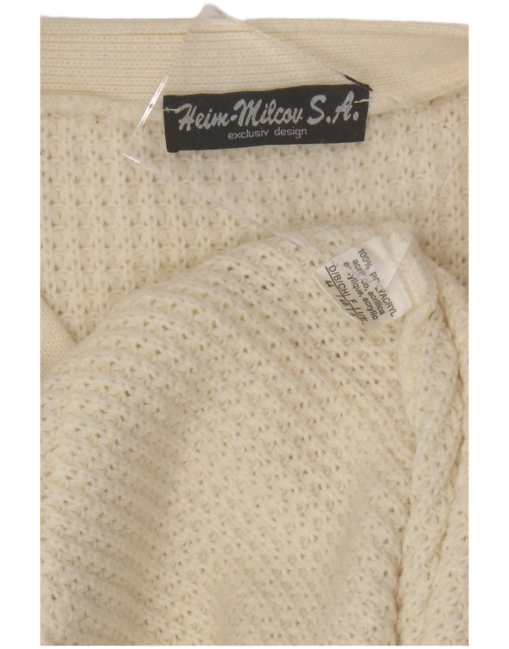 VINTAGE Dame cardigan sweater IT 48 XL Off White polyakryl