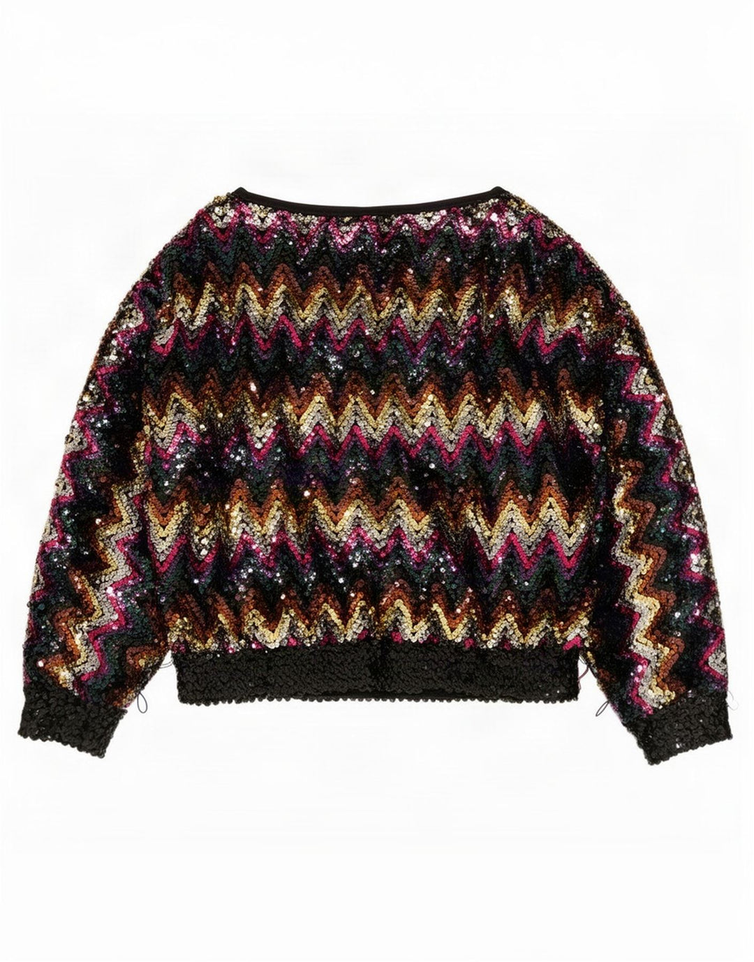 Vintage Dame Pailletbluse Top EU 38 Medium Flerfarvet Chevron