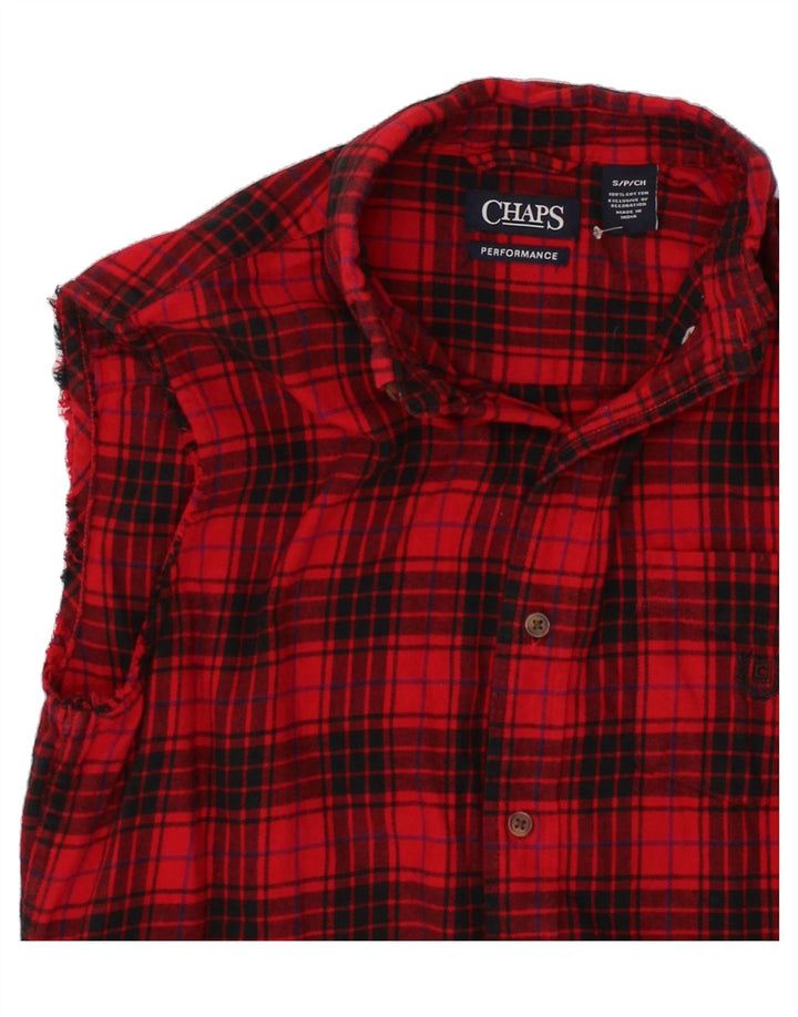 CHAPS Womens Sleeveless Shirt UK 10 Small Red Check Cotton Classic Vintage Chaps and Second-Hand Chaps from Messina Hembry 