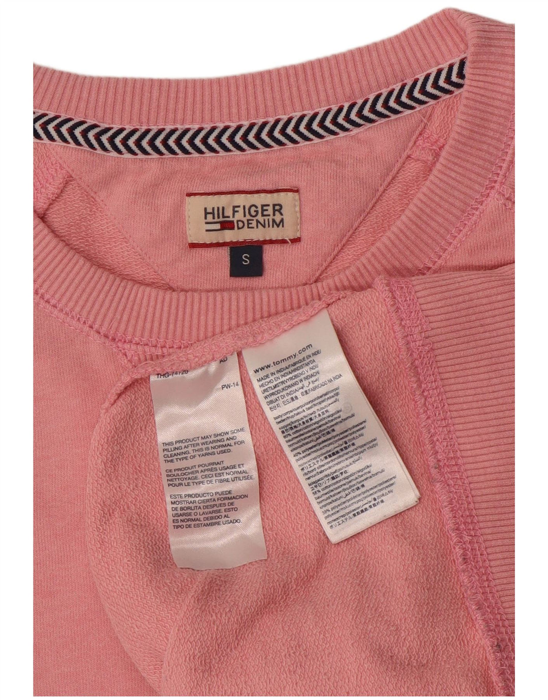 Tommy Hilfiger Dame Oversized Sweatshirt Jumper UK 10 Small Pink Bomuld