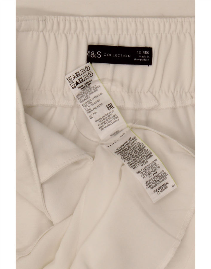 MARKS & SPENCER Lige nederdel til kvinder UK 12 Medium W30 Hvid polyester