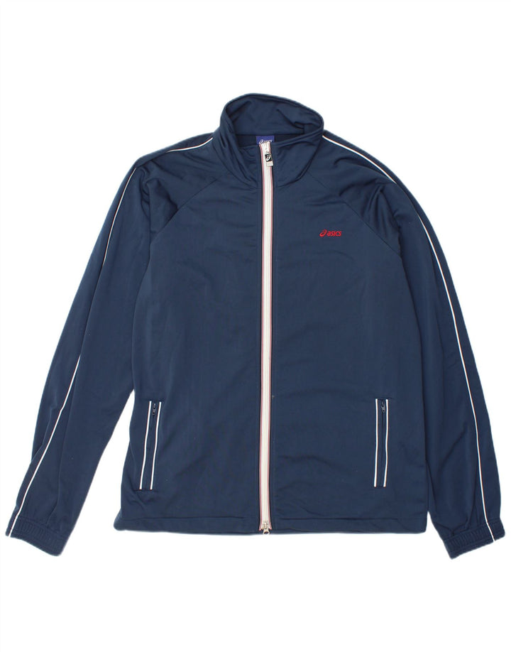 Asics Træningsdragt til mænd, topjakke XL marineblå stribet polyester