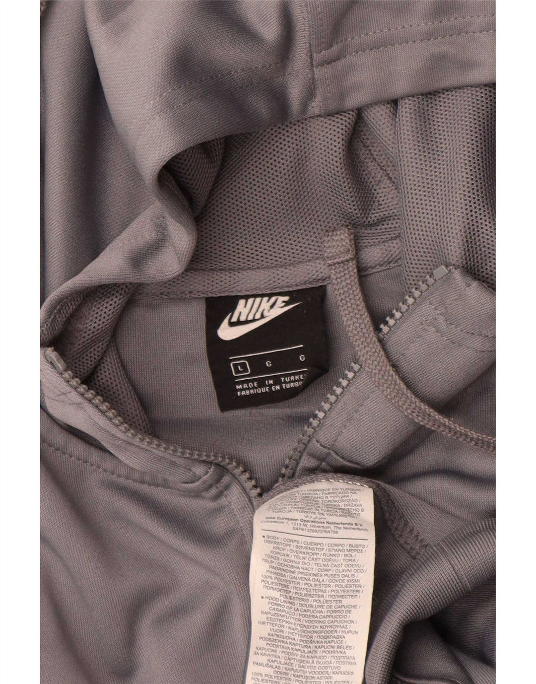 Nike Herre grafisk hættetrøje med lynlås, stor grå farveblok polyester