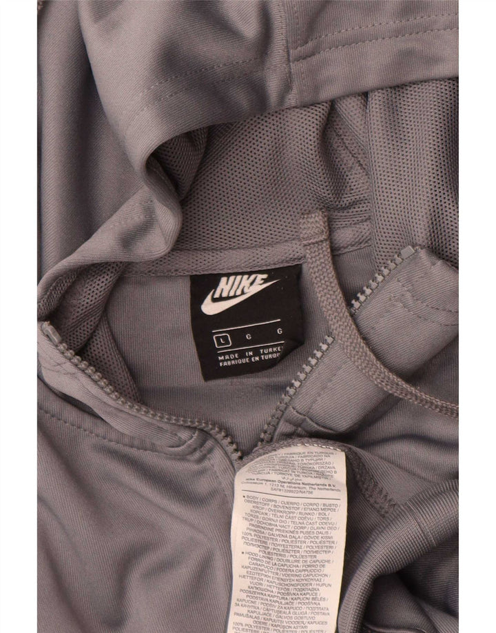 Nike Herre grafisk hættetrøje med lynlås, stor grå farveblok polyester