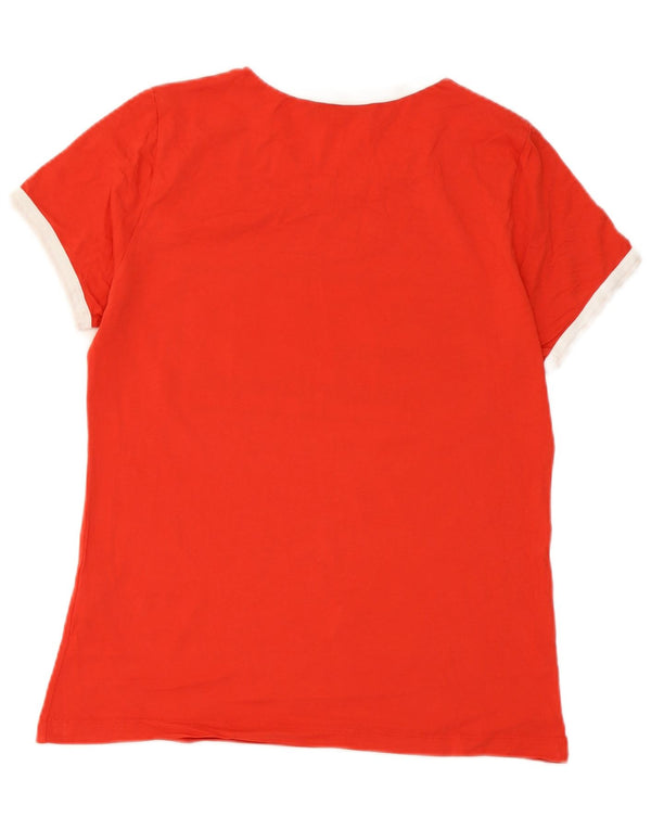 Trussardi Jeans Dame Grafisk T-Shirt Top UK 14 Stor rød farveblok