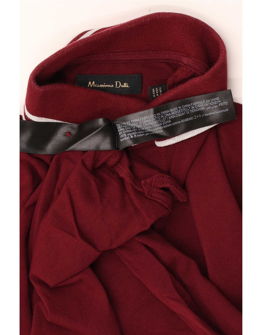 Massimo Dutti herre poloshirt Medium Bourgogne stribet bomuld