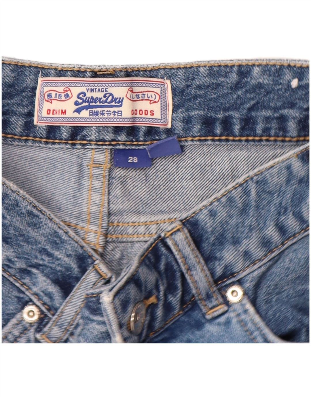 Superdry denimshorts til kvinder W28 mellemblå bomuld