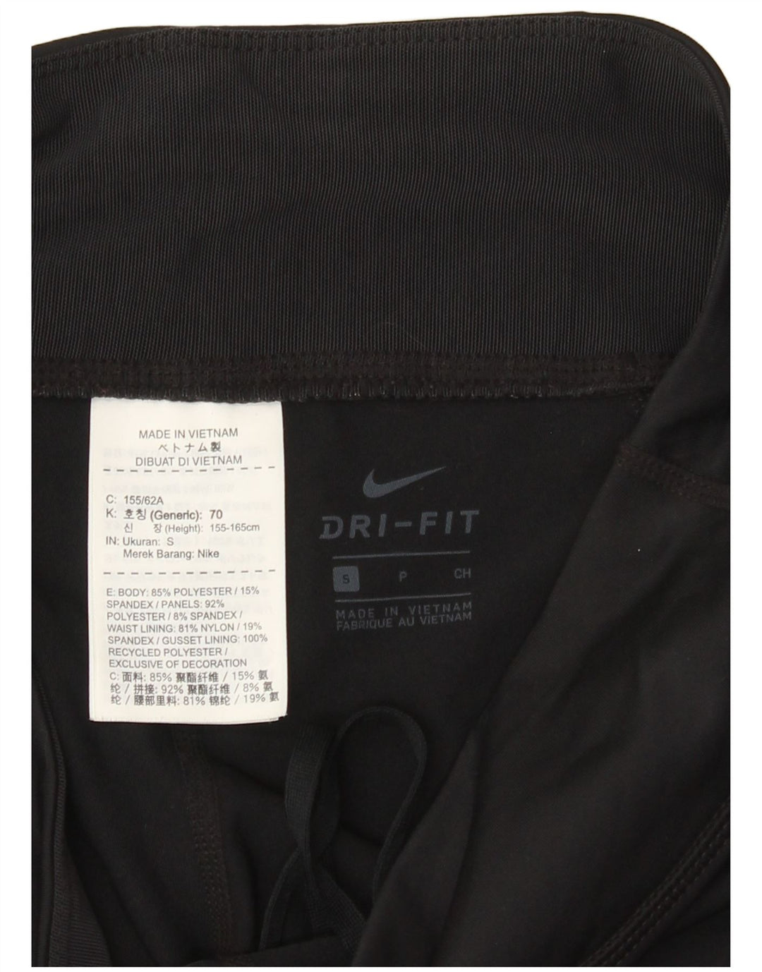Nike Dame Dri Fit Capri Leggings UK 8 Small Black Polyester