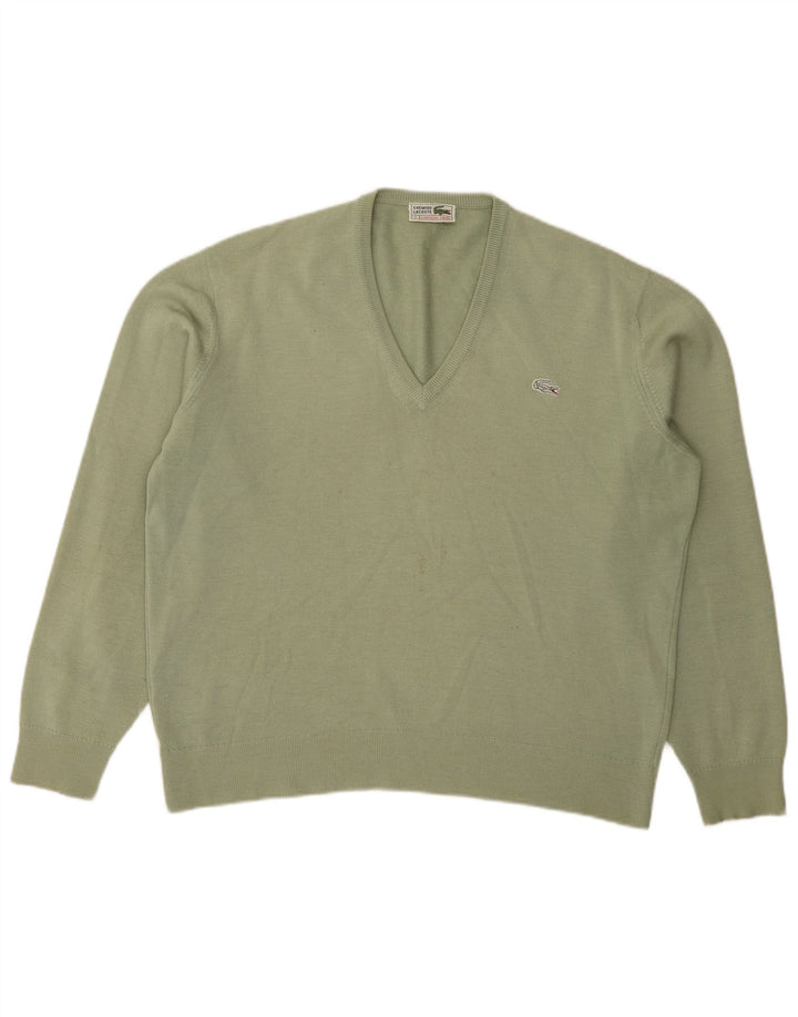 Lacoste Herre V-hals sweater str. 7 2XL Grøn