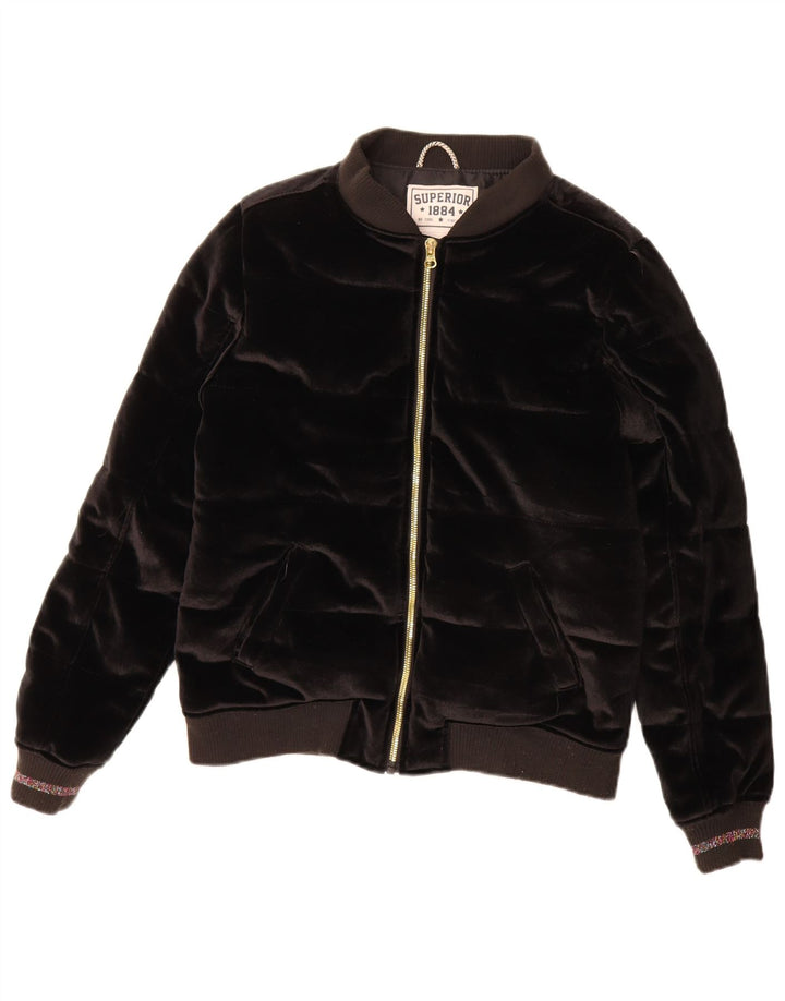 Superior piger velour polstret jakke 13-14 år sort polyester