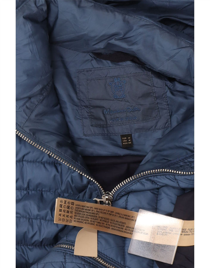 Massimo Dutti Dame Hætte Polstret Gilet UK 12 Medium Blue Polyester
