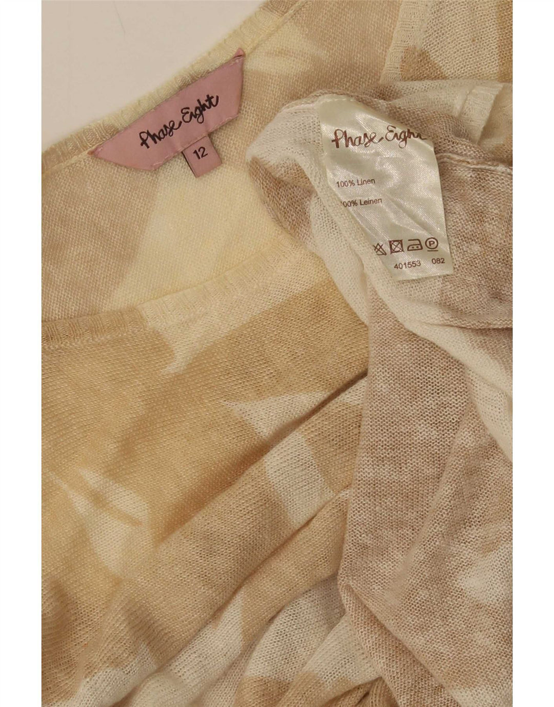 Phase Eight Dame 3/4-ærmet tunikatop UK 12 Medium Beige Butterfly