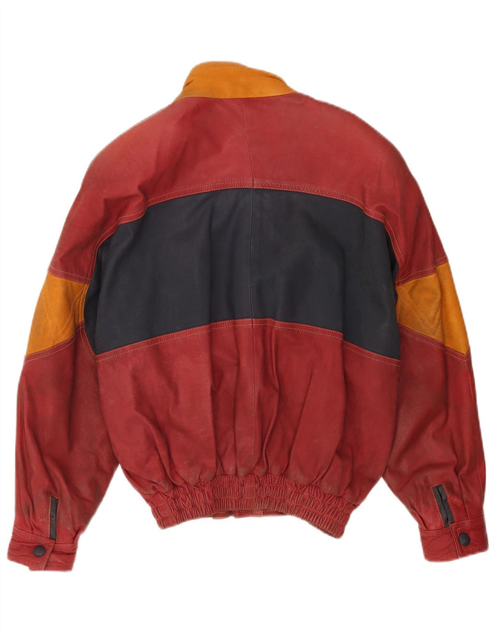 Toskana Herre Læderjakke UK 38 Medium Rød Colourblock Læder