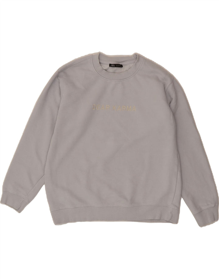 ZARA Mens Graphic Sweatshirt Jumper Small Blue Cotton Vintage Zara and Second-Hand Zara from Messina Hembry 