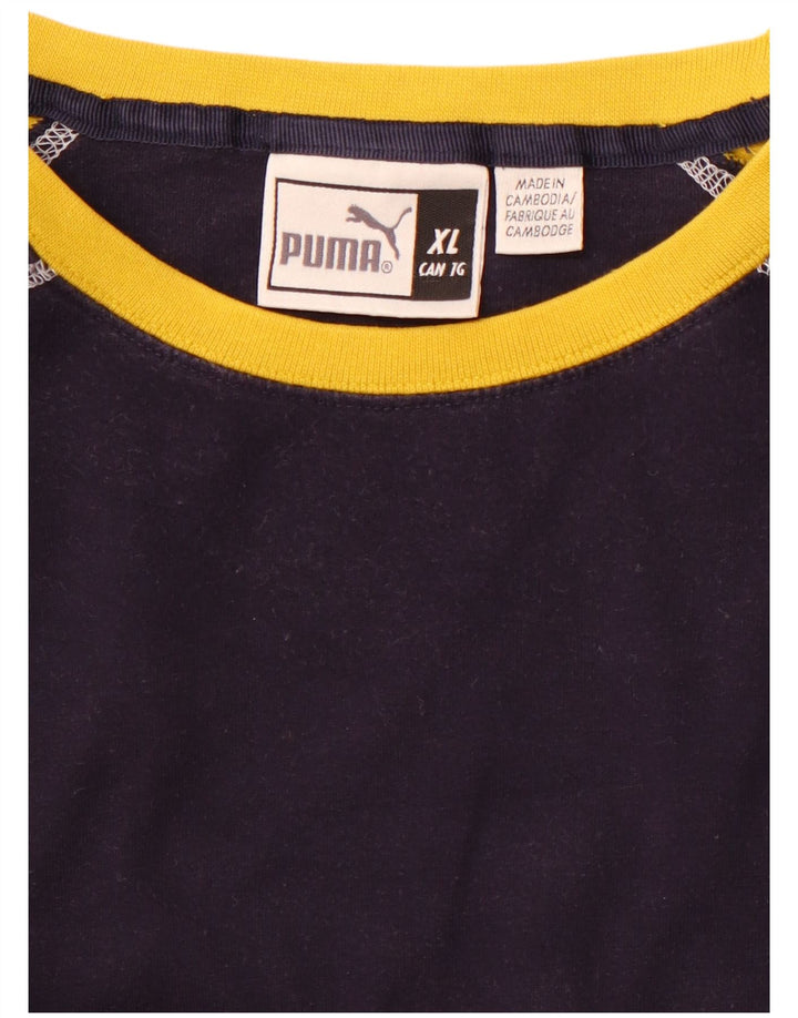 PUMA Herre Top Langærmet XL Navy Blue Colourblock Sports