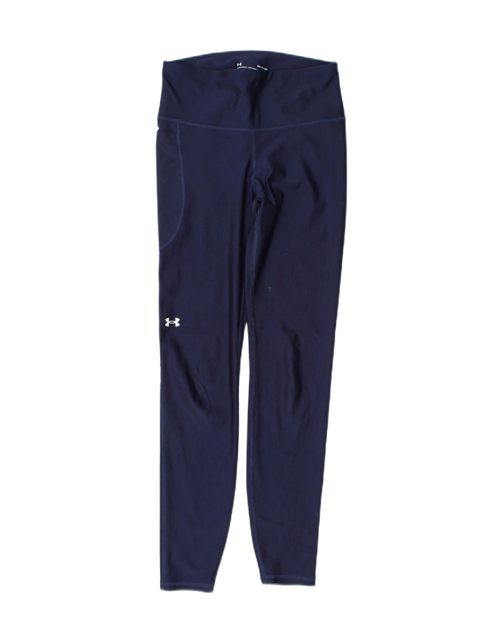 UNDER ARMOUR Womens Leggings UK 10 Small  Navy Blue Polyester Vintage Under Armour and Second-Hand Under Armour from Messina Hembry 