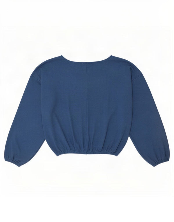 Zara Womens Crop Oversized Boat Neck Jumper Sweater UK 10 Small Blue