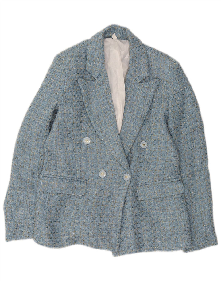 Vintage Dame Dobbeltradet Blazer Jacket UK 10 Small Blue Flecked