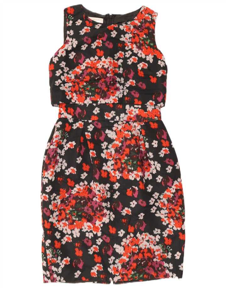 Hobbs Dame Ærmeløs Skede Kjole UK 12 Medium Black Floral Polyester