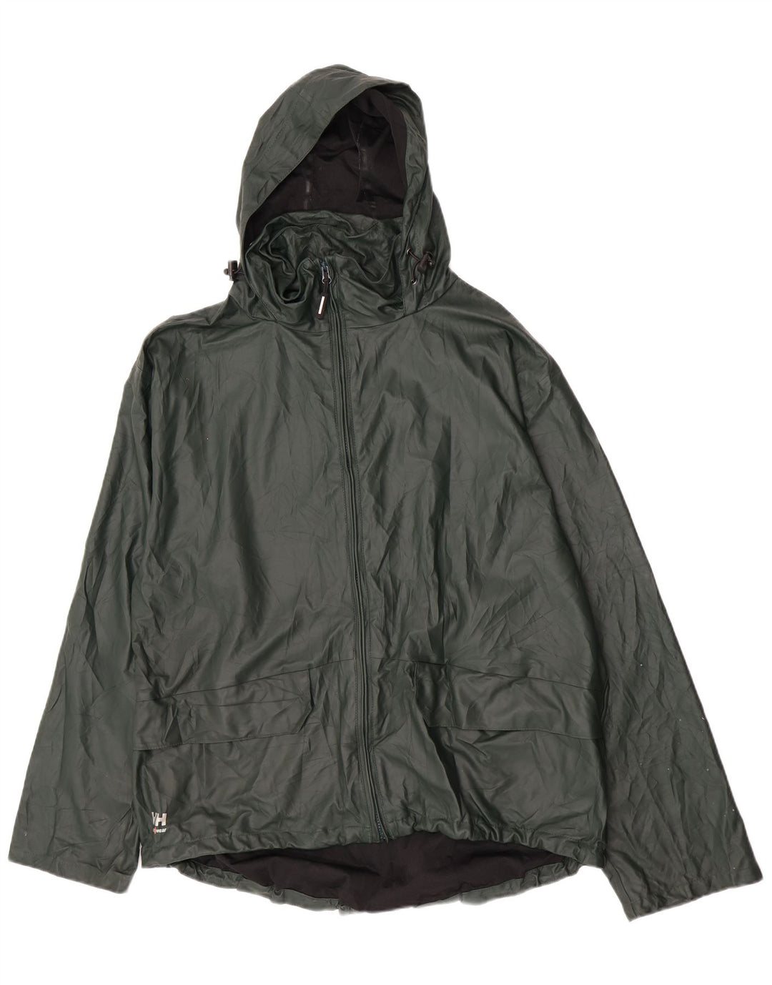 Helly Hansen Regnjakke med hætte til mænd UK 42 XL Grøn polyurethan