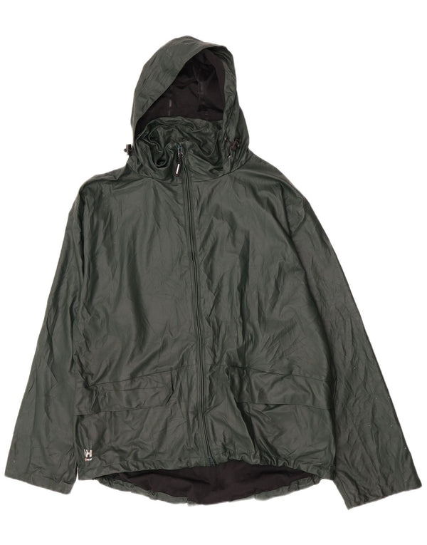 Helly Hansen Regnjakke med hætte til mænd UK 42 XL Grøn polyurethan
