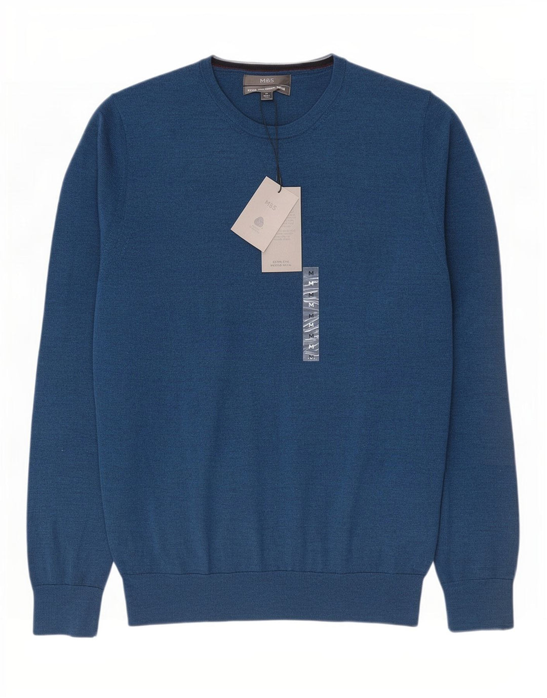 Marks & Spencer Herre sweater med rund hals, mellemblå Merinould