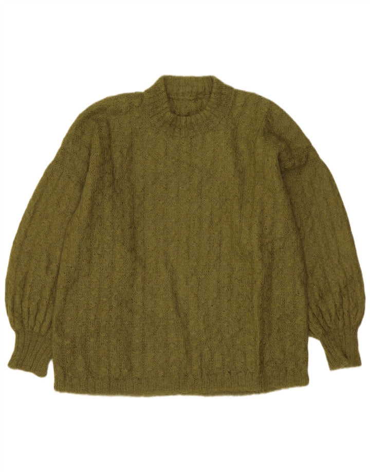 Vintage Dame Turtle Neck Jumper Sweater UK 14 Large Khaki