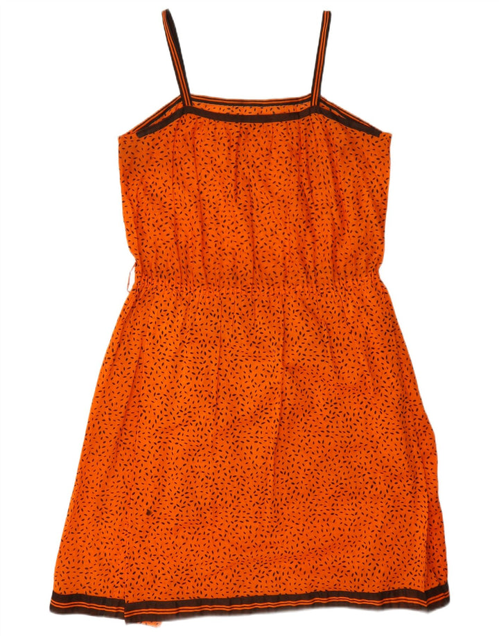Vintage solkjole til kvinder UK 14 Medium Orange Plettet