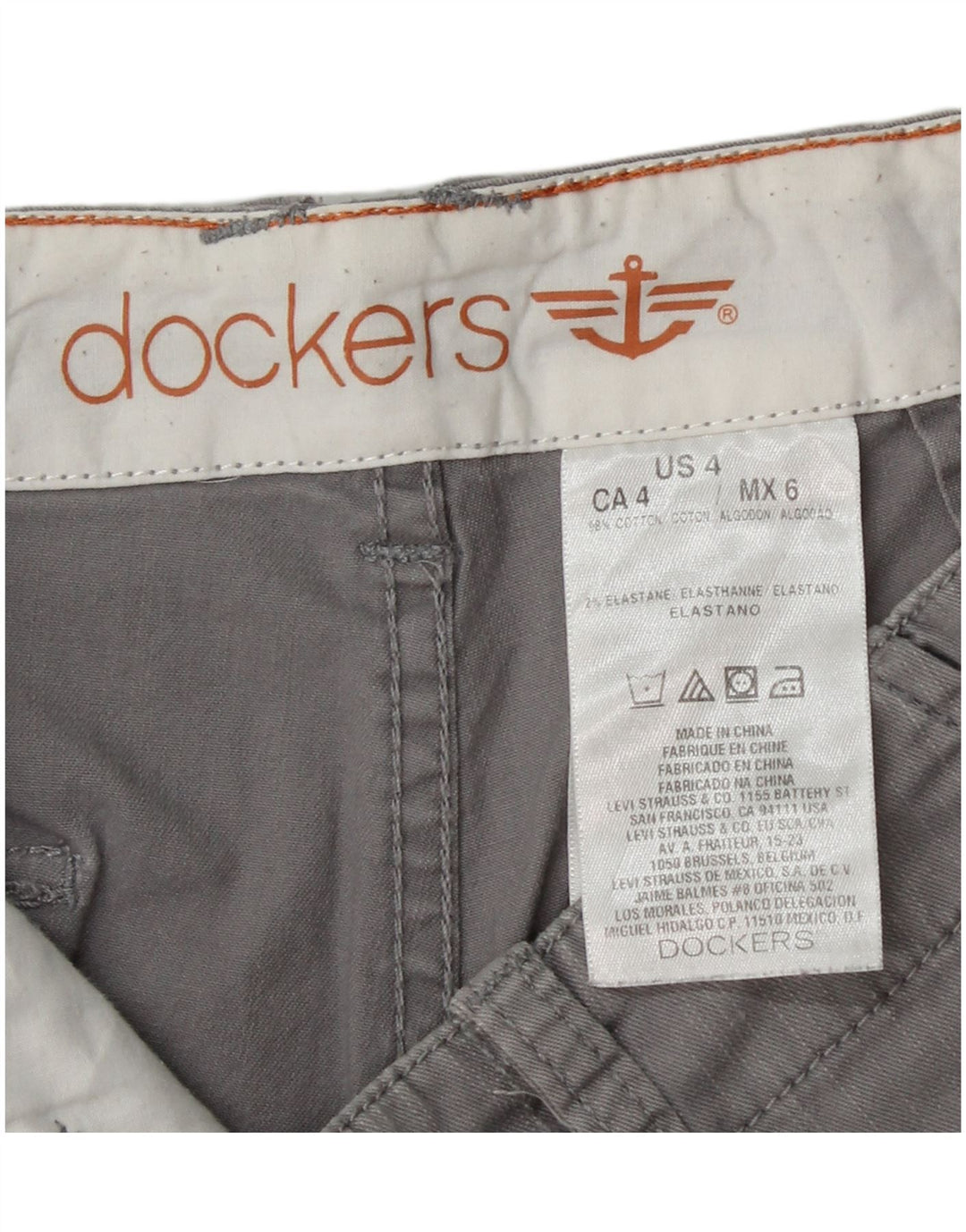DOCKERS Chino Shorts til kvinder US 4 Small W28 Grå Bomuld