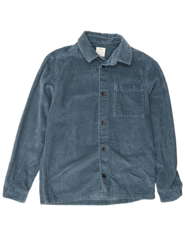 Marks & Spencer Herre Overshirt Corduroy Skjorte Lille Blå Bomuld