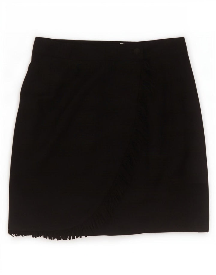 Vintage Dame Mini Wrap Skirt IT 46 Large W30 Black New Wool