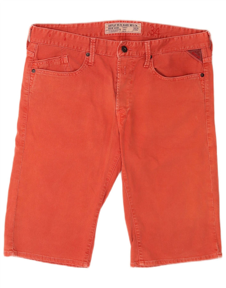 Replay Herre Grafiske Regular Denim Shorts W34 Large Red Bomuld