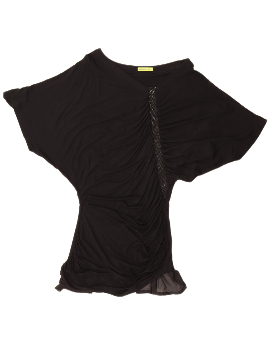 Versace Batwing Tunikakjole til kvinder IT 48 XL Sort viskose