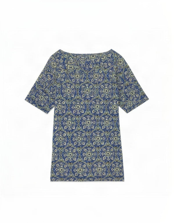 Marks & Spencer T-shirt top til kvinder UK 22 3XL Blå blomster bomuld