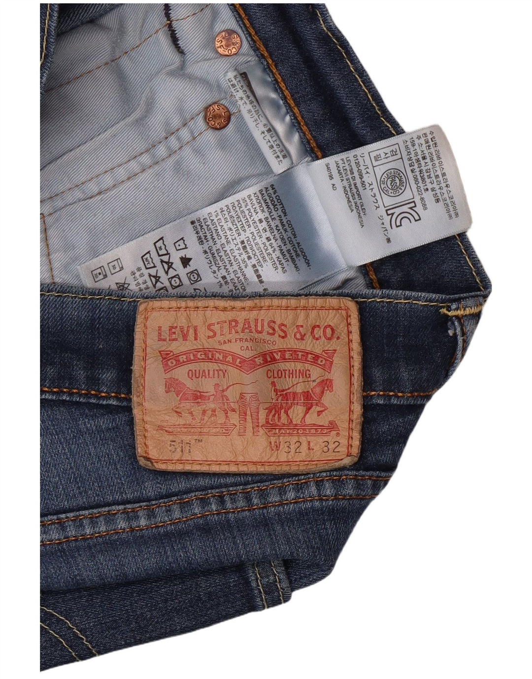 LEVI'S Herre 511 Slim Jeans W32 L32 Blå Bomuld